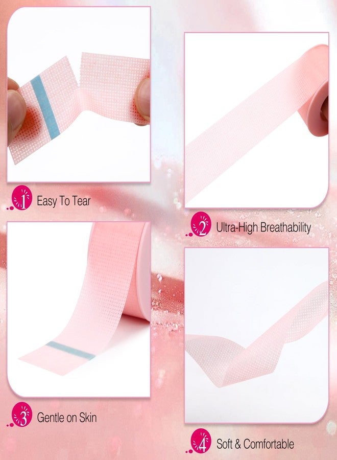 LZM Lash Tape for Eyelash Extensions,Eyelash Tape Silicone Gel Eyelash Extension Tape for Sensitive Skin Pain-Free Removal Breathable Lash Extensions Tape (1in x 4yd, 2Rolls,Pink) - Image 2